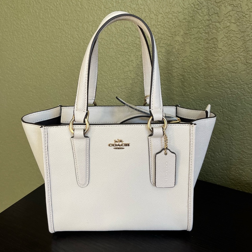 Coach Crosby Cream/White Leather Structured Tote with Gold Hardware